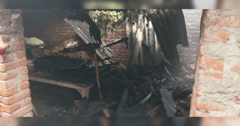 Sudden fire in the hut,