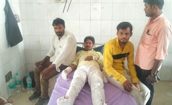 Face-to-face collision in bikes, two riders are undergoing treatment