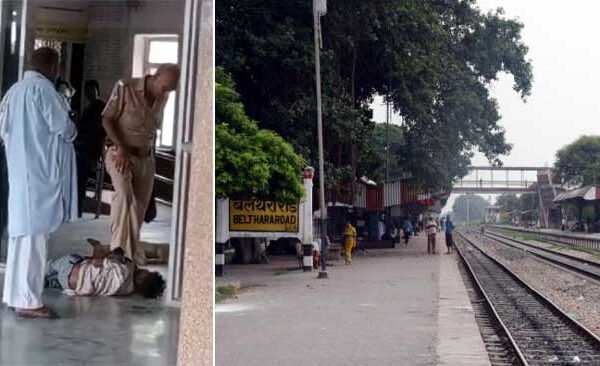 RPF jawan hits poor boy with boots sleeping at belthara road railway station