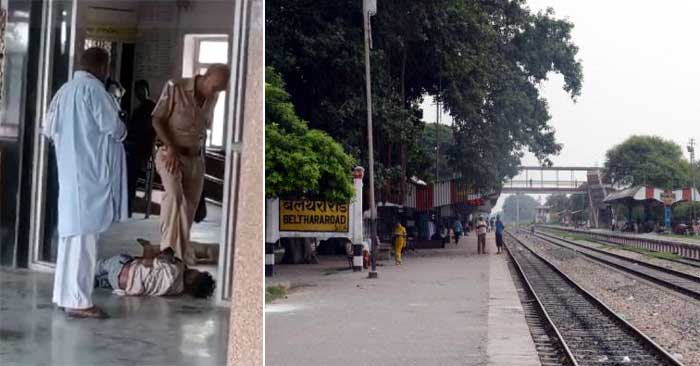 RPF jawan hits poor boy with boots sleeping at belthara road railway station
