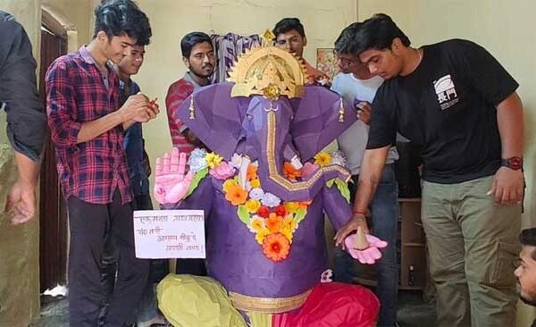 Made a beautiful idol of Bappa out of paper and putty after spending 1100 rupees.