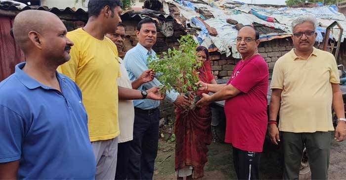 Distributed Tulsi, Bael, Amla, Custard apple plants to create awareness