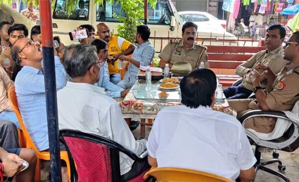Security committee meeting with officials regarding Mahavir flag procession and Aurafat