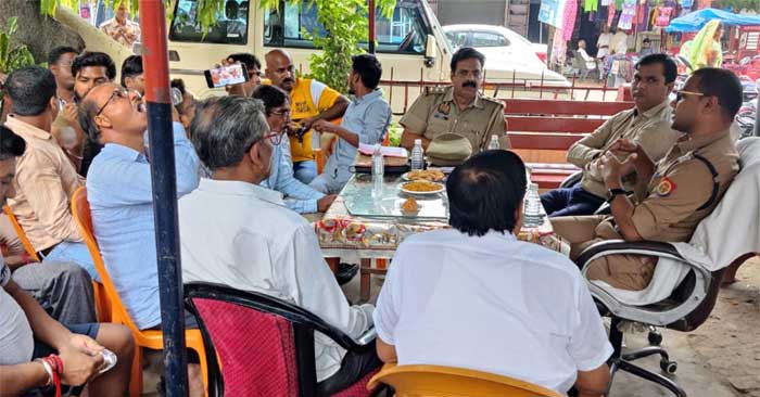 Security committee meeting with officials regarding Mahavir flag procession and Aurafat