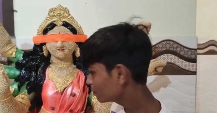 Ballia Live Navratri Special: Unique experiment in Navratri! Maa Durga idol made from soybean seeds