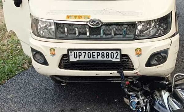 Magic van and motorcycle collide head-on, two bikers injured