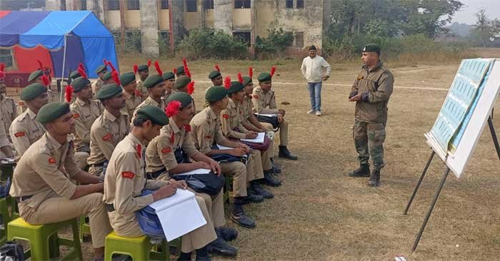 Cadets who failed in NCC B and C Exam-2023 are being prepared for written examination and practical examination.