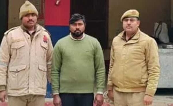 The accused of molestation was caught by the police.