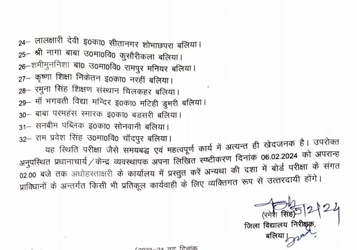 जिला विद्यालय निरीक्षक ने कहा है कि बोर्ड परीक्षा जैसे समयबद्ध एवं महत्वपूर्ण कार्य में यह स्थिति अत्यन्त ही खेदजनक है.