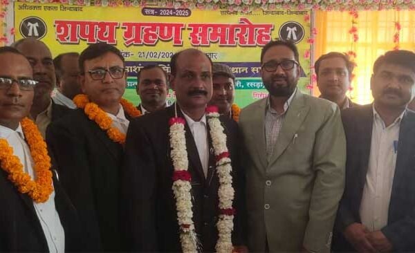 Newly elected officials of Rasra Tehsil Bar Association took oath.
