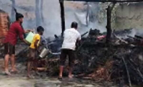 Fire broke out due to short circuit in Rasra, family came under open sky