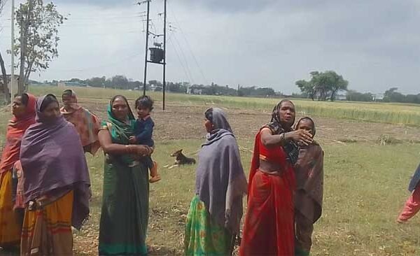 The tree caught fire due to lightning falling on a Neem tree in Ashapur on Wednesday.