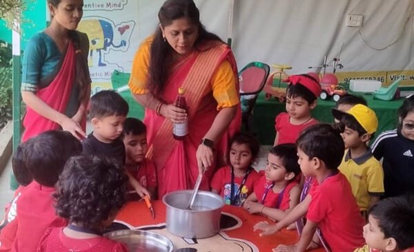 Kids school celebrated Red Day and Labor Day