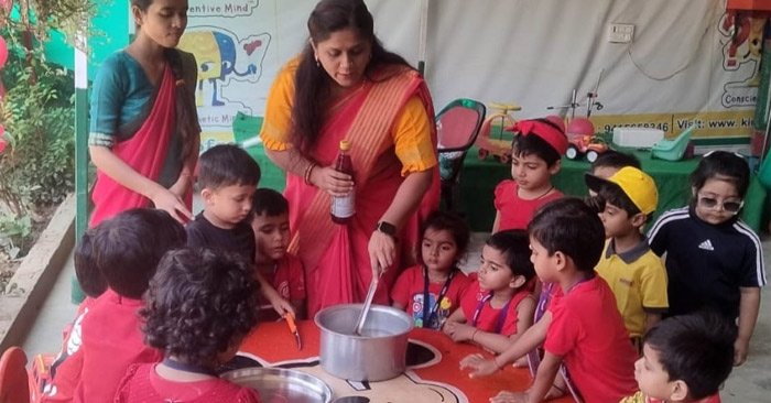 Kids school celebrated Red Day and Labor Day