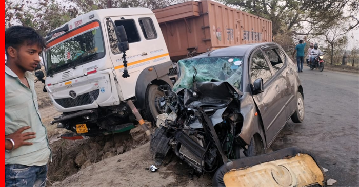 Three people injured in massive collision between car and trailer in Phephna