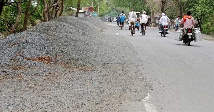 The road itself has been turned into a warehouse of gravel and sand, people are losing their lives due to the carelessness of the department.